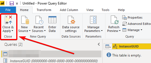 Close the query to apply the filter