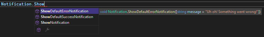 Default error notification with no documentation comments