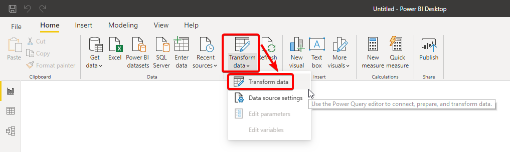 Transform the selected data