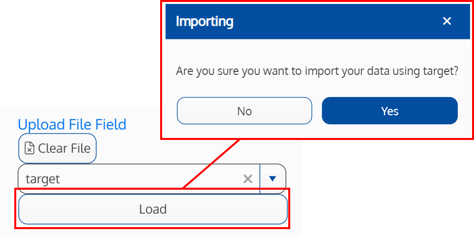 Screenshot of the confirmation popup window for the integration target