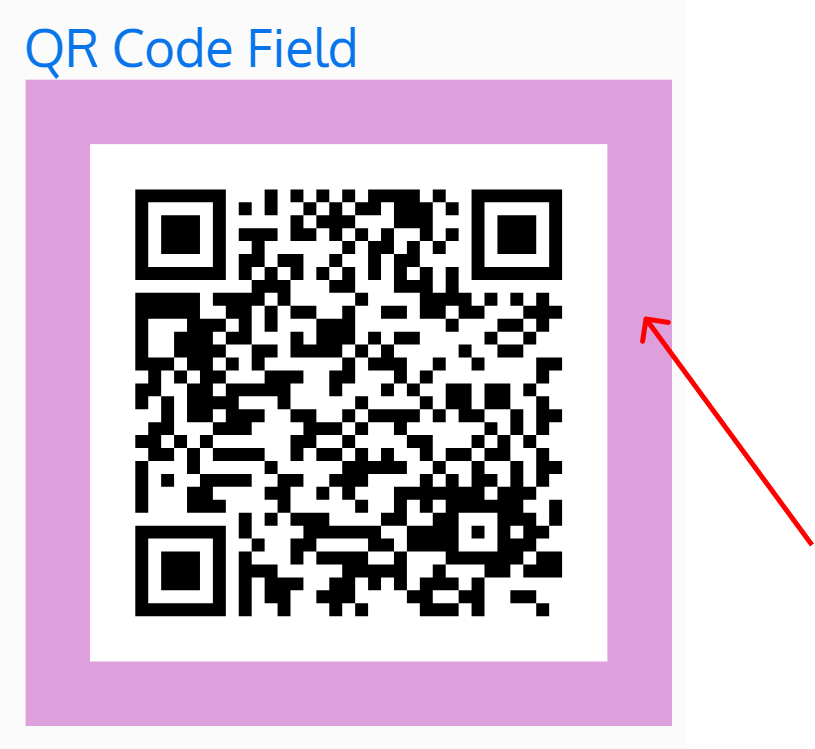 Screenshot of a QR Code field with a purple border