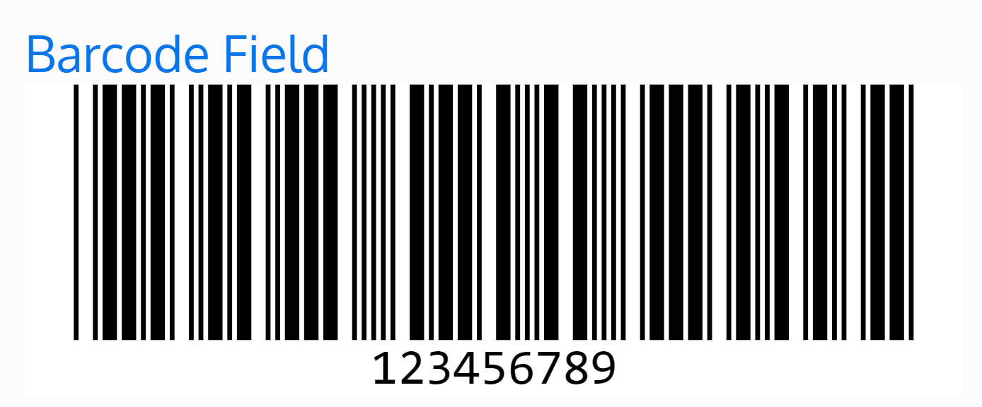 Screenshot of the barcode field