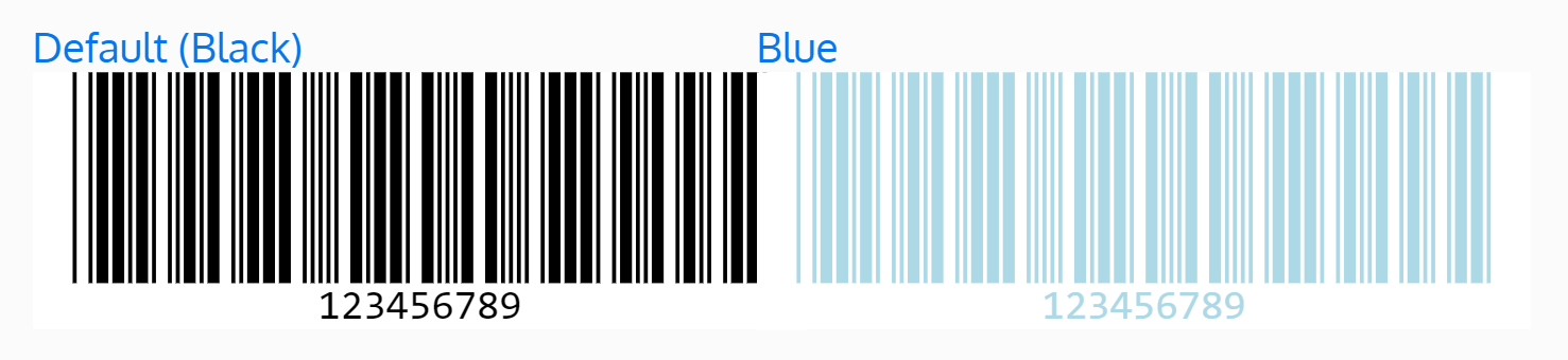 Screenshots of the default colored barcode and a blue barcode