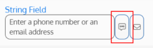 Screenshot of the Send SMS button on a String field