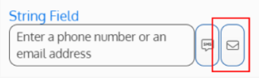 Screenshot of the Send email button on a String field