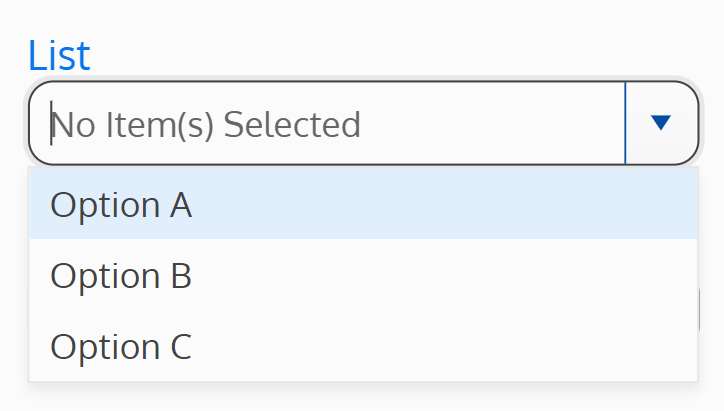 Screenshot of a drop down combo box