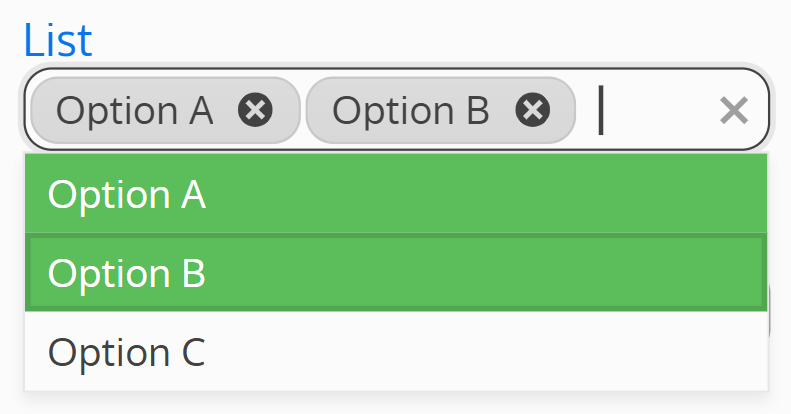 Screenshot of a drop down multi select