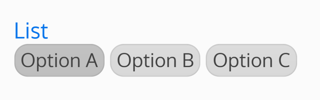 Screenshot of single select chips