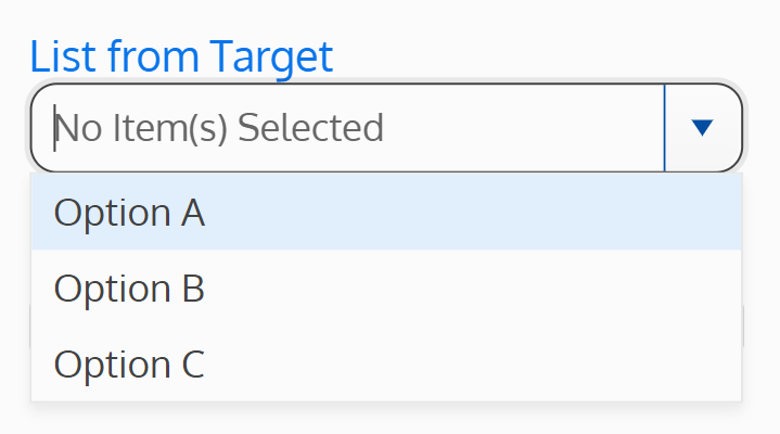 Screenshot of the list from target field