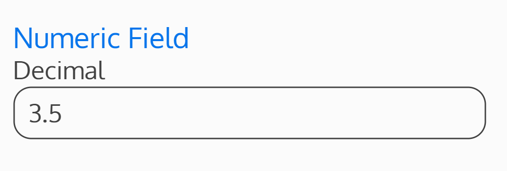 Screenshot of a decimal numeric field
