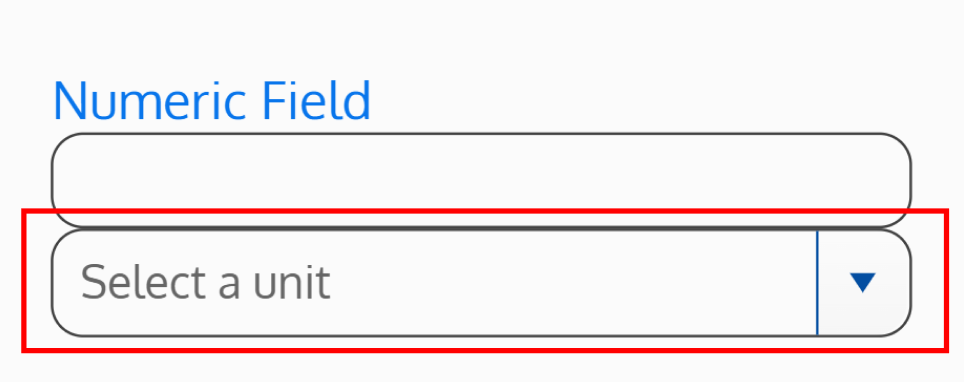 Screenshot of the unit specification field on a numeric field