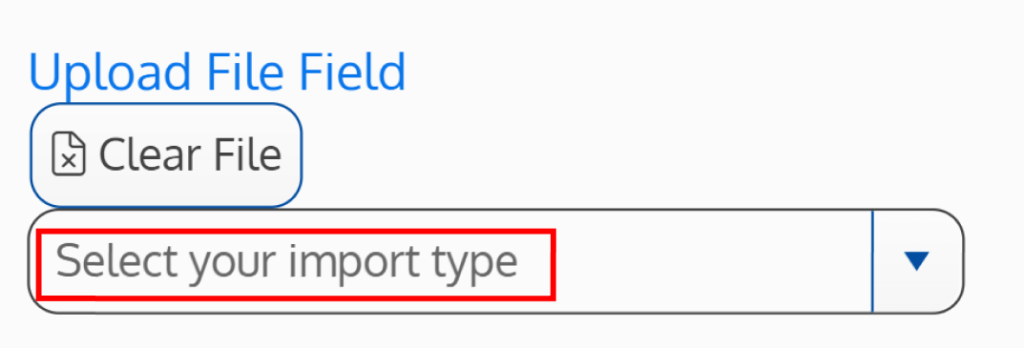 Screenshot of the select import target placeholder text