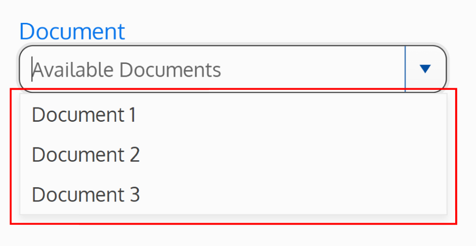 Screenshot of the available documents on a document field