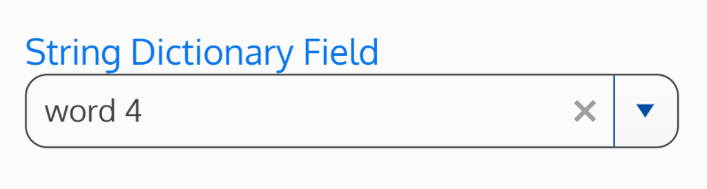 Screenshot of a string dictionary field without the button to add a new word to the dictionary