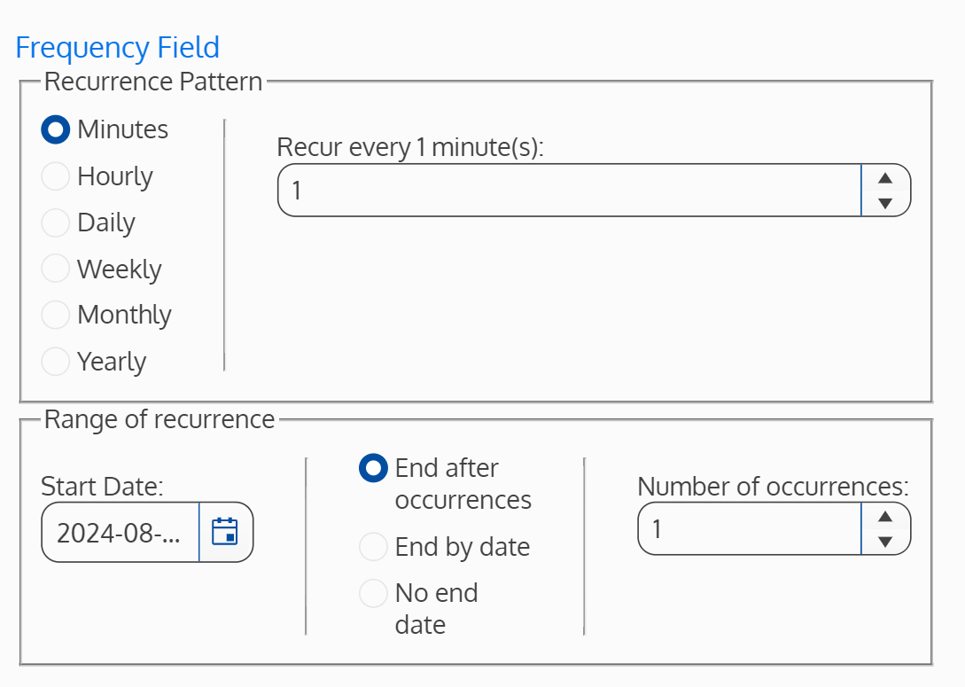 Screenshot of the frequency field