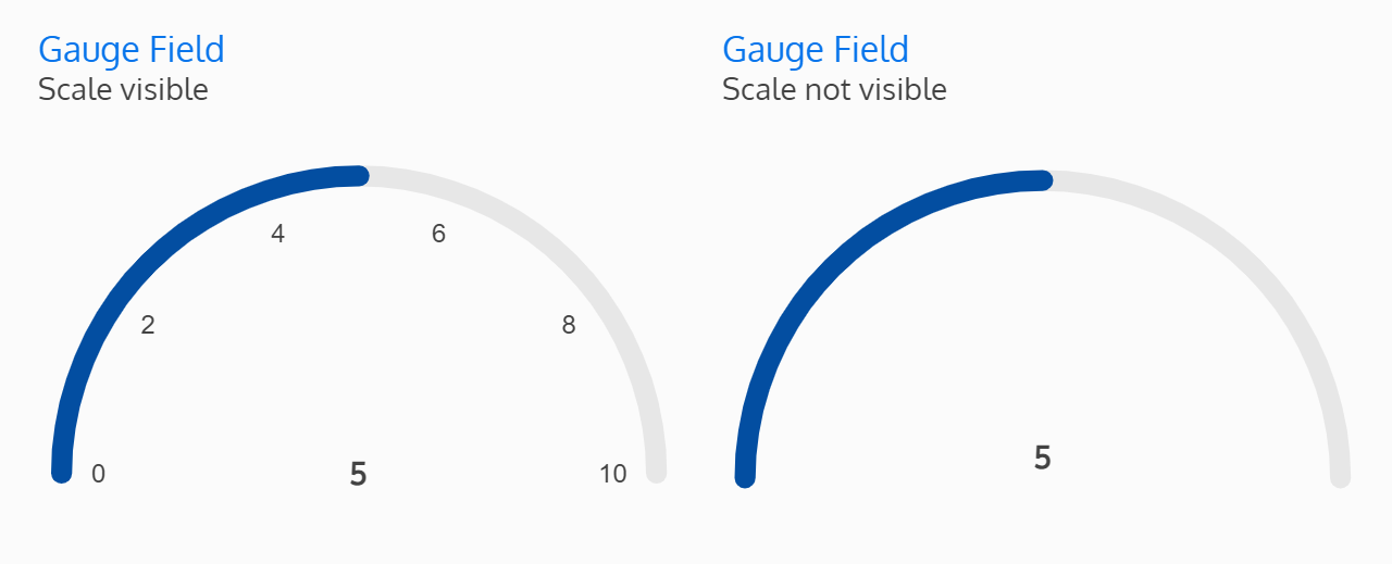 Screenshot of two gauge fields - one with the scale visible, and the other with the scale not visible