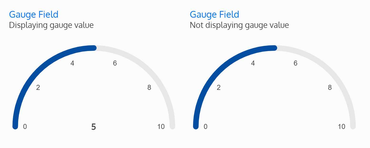 Screenshot of two gauge fields - one where the gauge value is displayed, and the other where the gauge value is not displayed