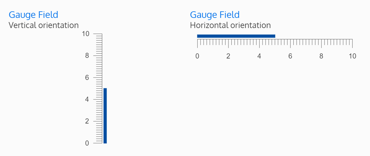 Screenshot of two gauge fields - one oriented vertically, and the other oriented horizontally