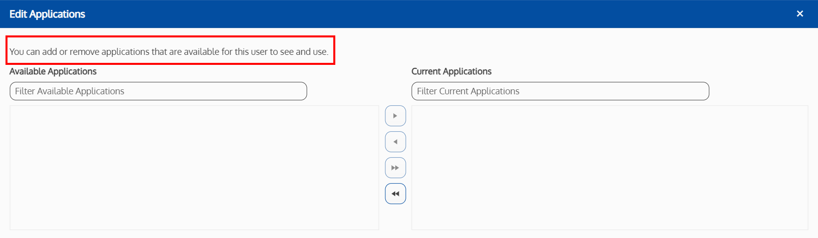 Screenshot of the edit applications window content