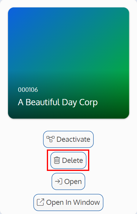 Screenshot of a card delete button