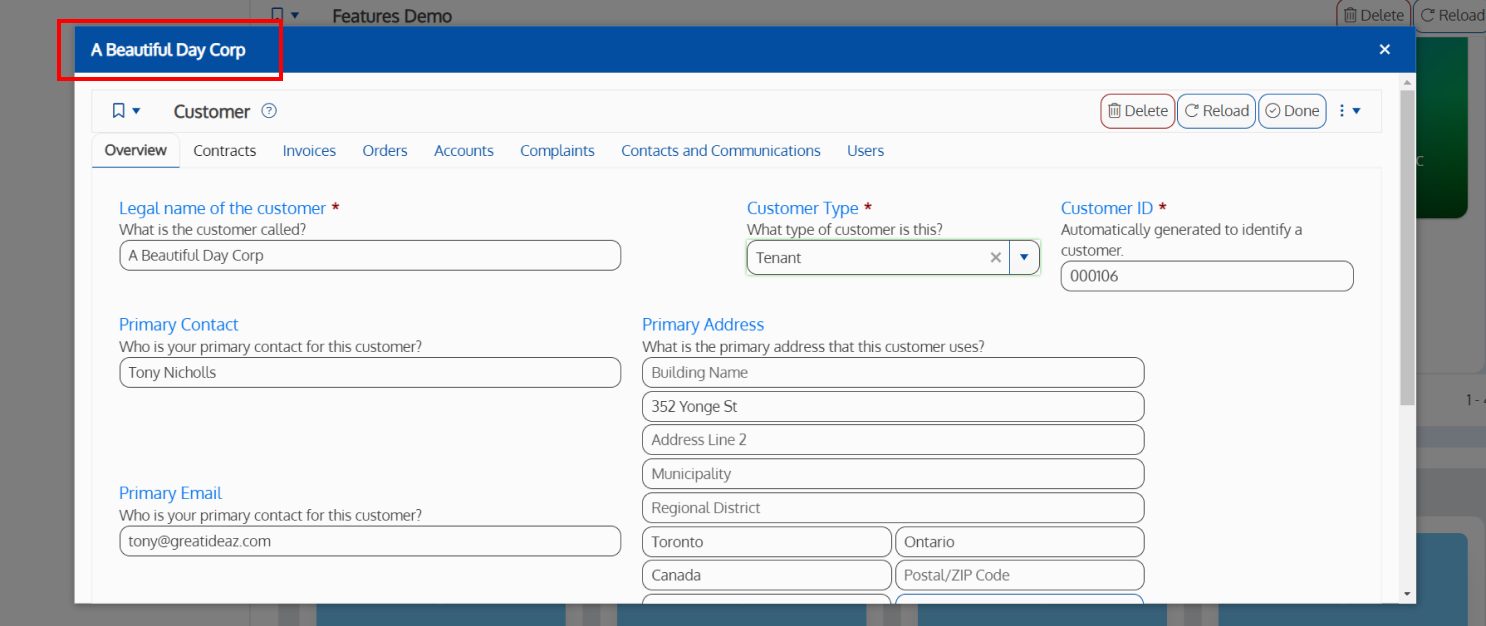 Screenshot of an instance title on an instance popup window