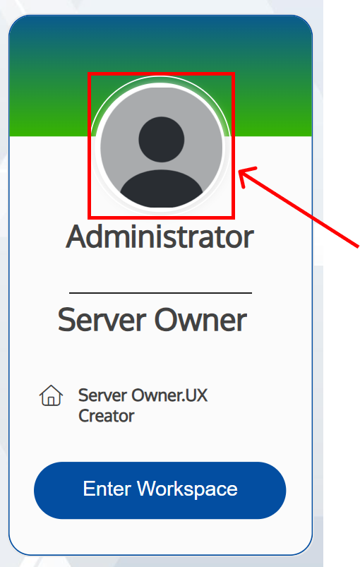 Screenshot of a workspace card with an arrow pointing to the image