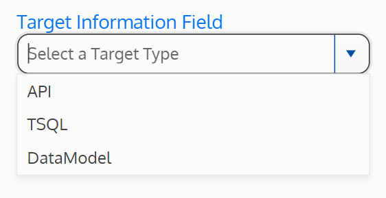 Screenshot of the target information field