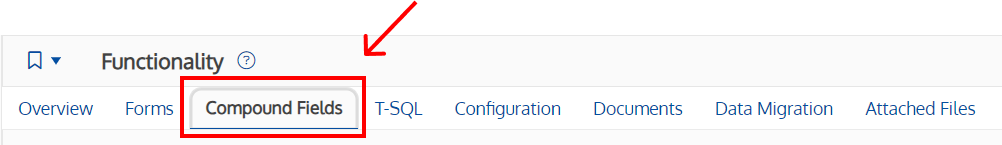 Screenshot of the Compound Fields tab on the functionality