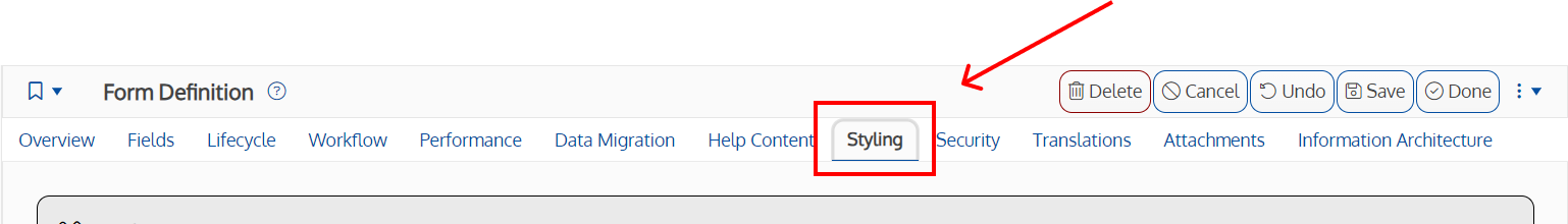 Screenshot of a form's styling tab